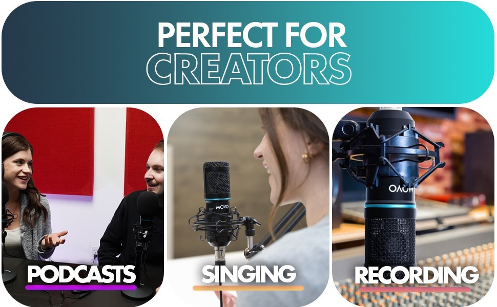 Movo PodPak2T Podcast Equipment Bundle 2-Pack Cardioid Microphone Kit + MDX-1