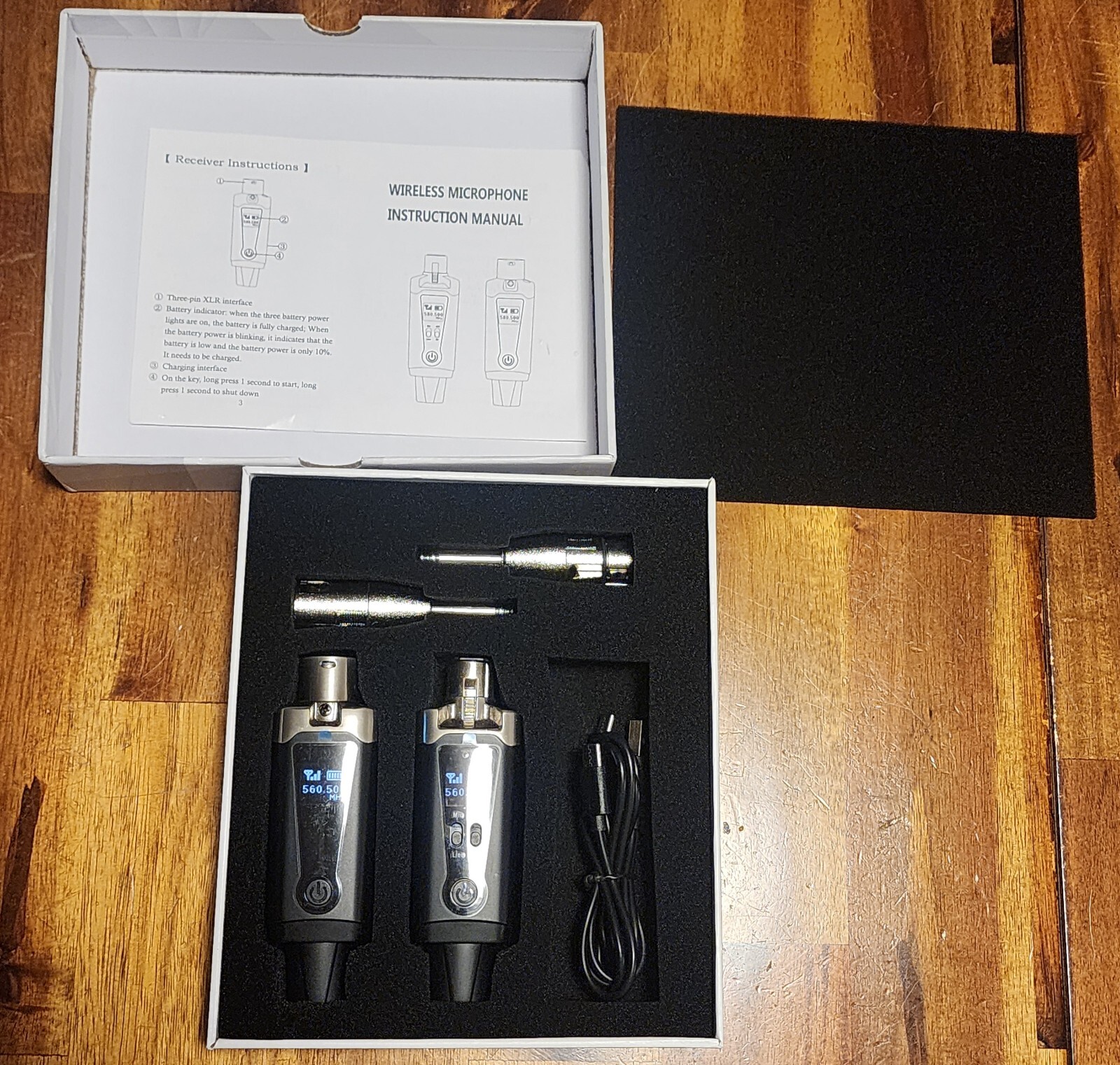Wireless Microphone Transmitter Receiver Plug Charging System UHF HD Open Box