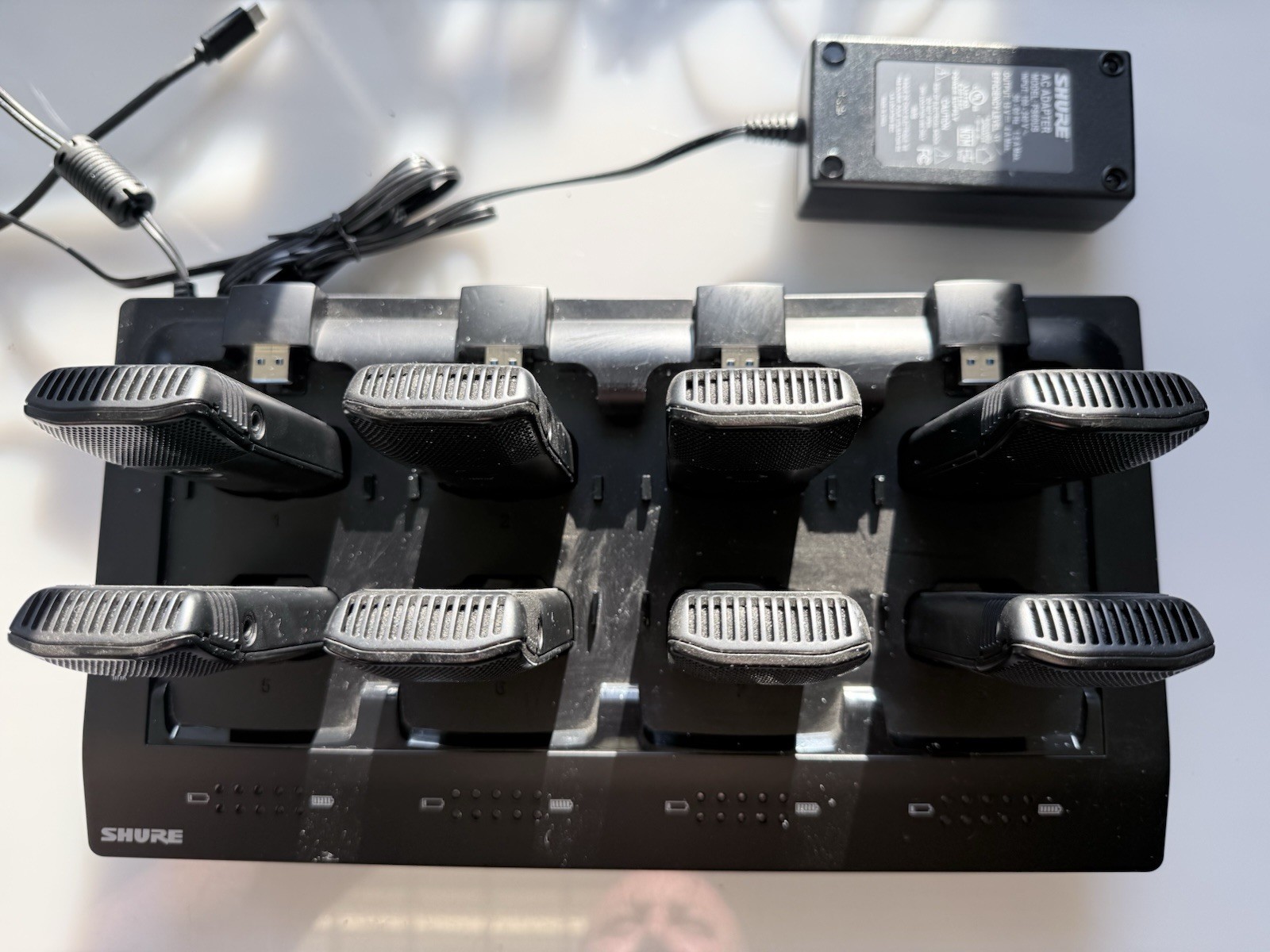 Shure MXWNCS8 8-Port Charging Station with 8 MXW6/C Z10 Transmitter Microphones