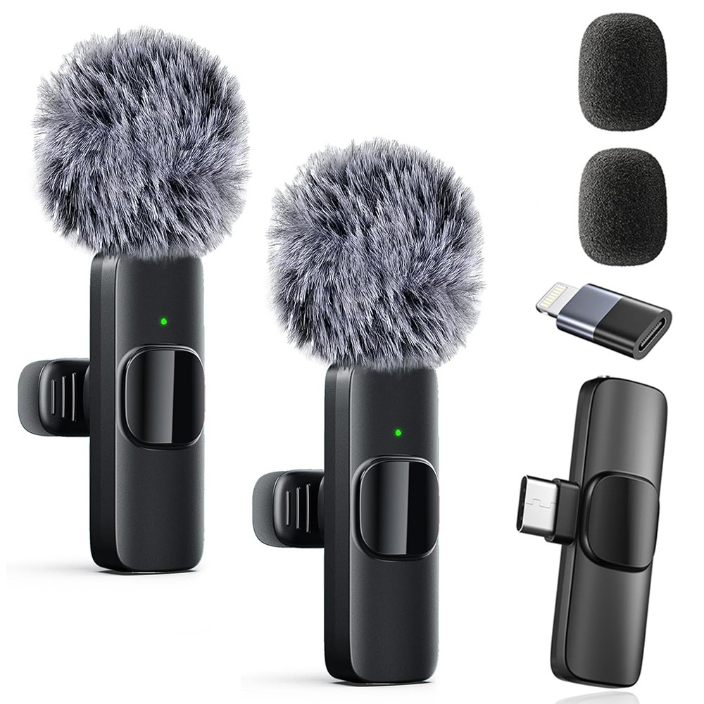 Wireless Lavalier Microphone Audio Video Recording Mini Mic For Android/iPhone
