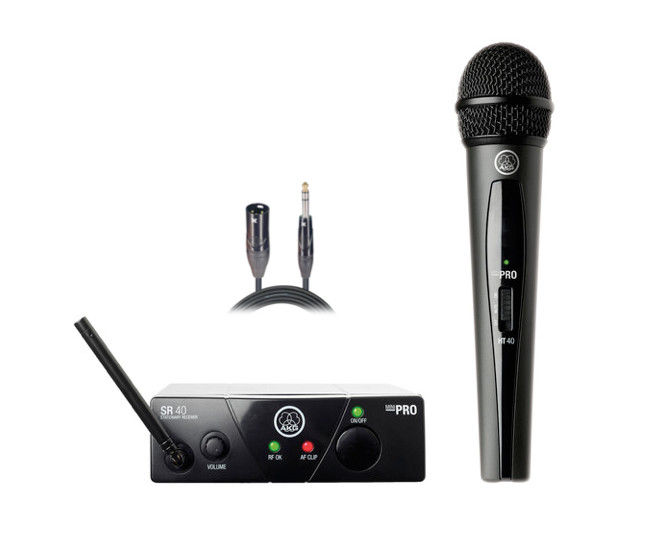 AKG WMS40 US25C Mini Single Handheld Vocal Set + 10′ TRS-XLR