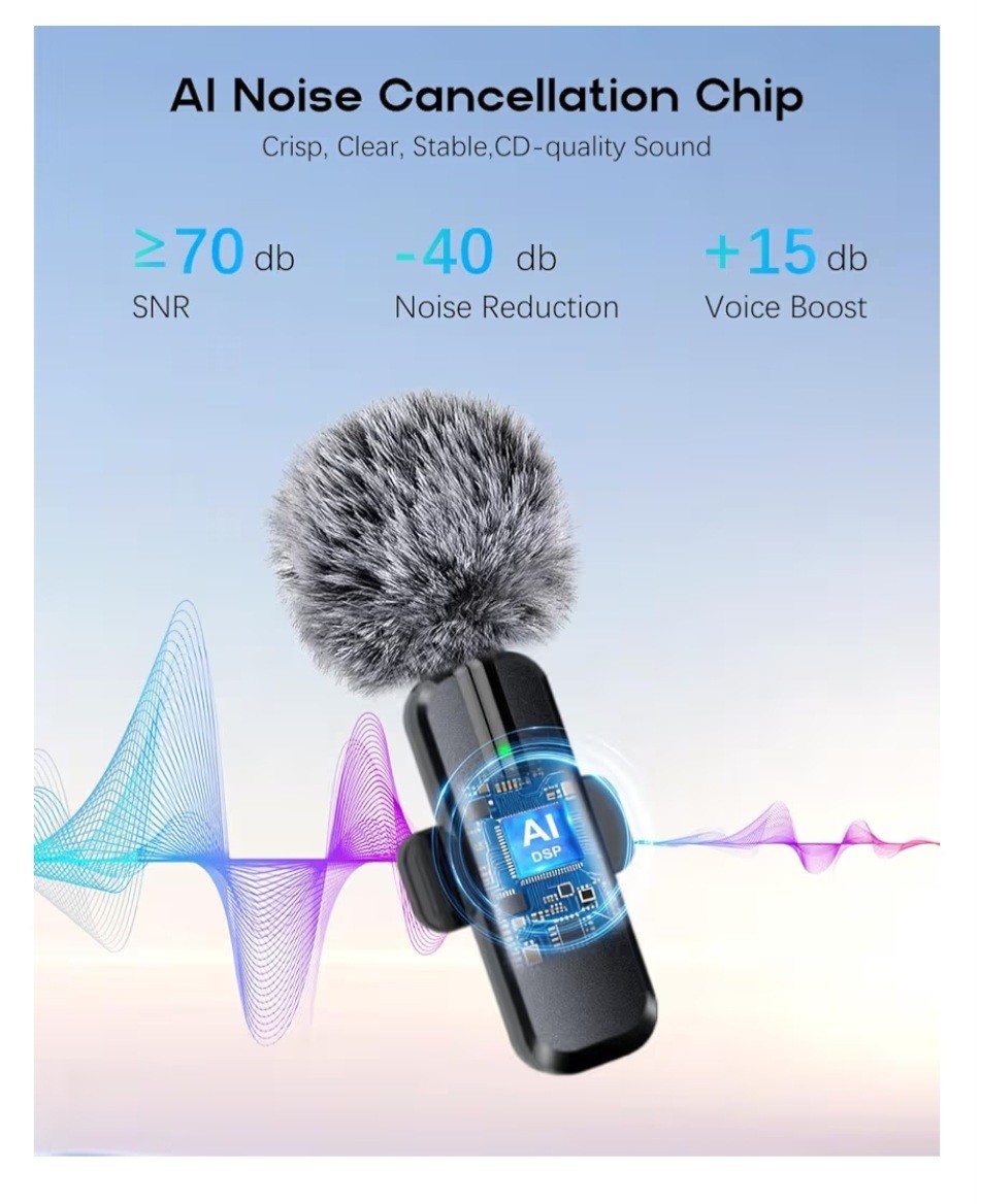 Wireless Mini Microphone for iPhone – 2 Pack Lavalier Bluetooth Microphone…