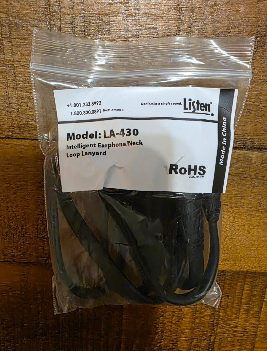 Listen Technologies LA-430 Intelligent Earphone / Neck Loop Lanyard – NEW