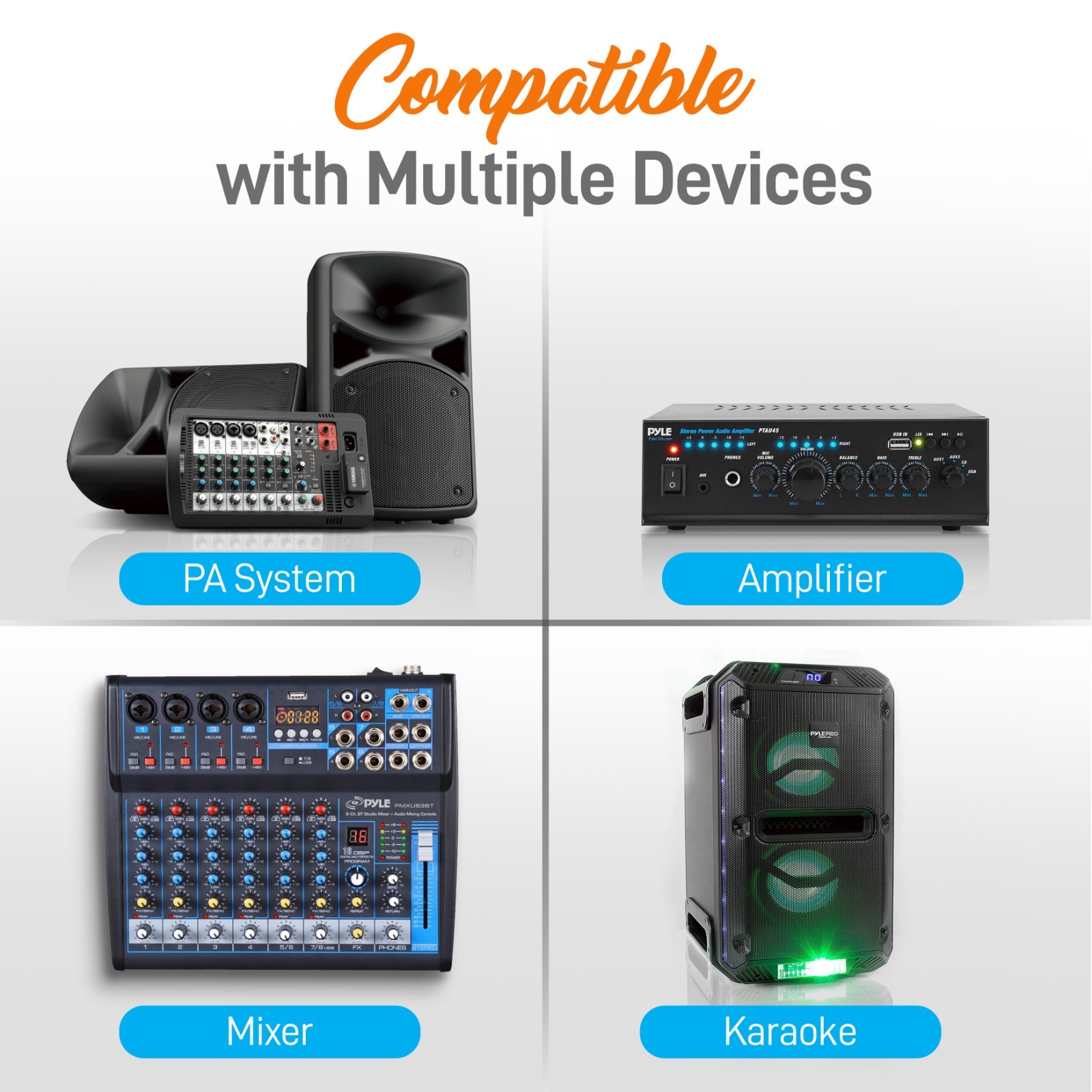 Compact UHF Wireless Microphone System – USB Powered Desktop Mic Receiver System