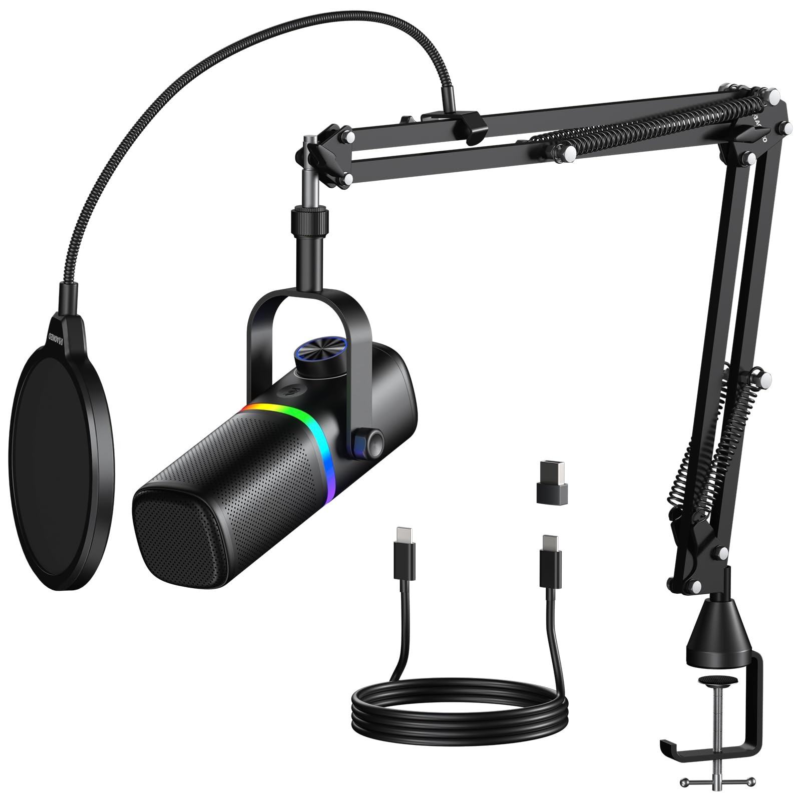 USB Gaming Microphone with Arm, Condenser Mic for PC, MAC, PS4, PS5, Phone