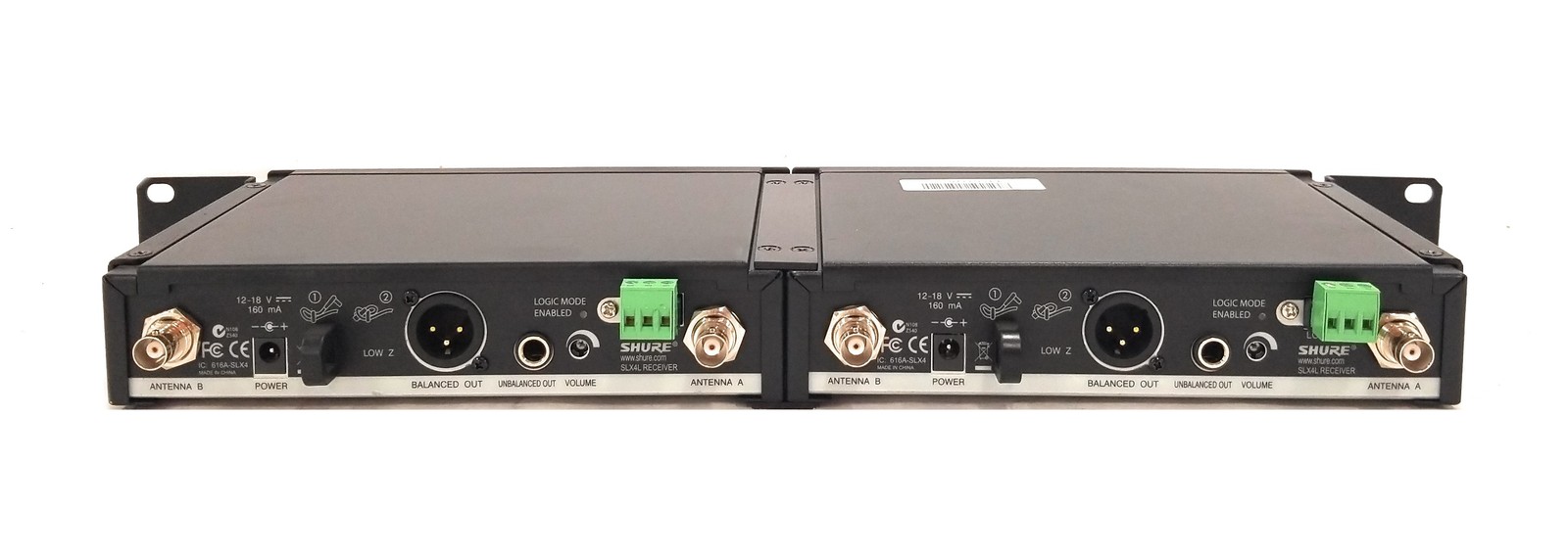 Lot of 2 Shure SLX4L-G5 Wireless Receivers Rackmount Pro Audio 494-518MHz