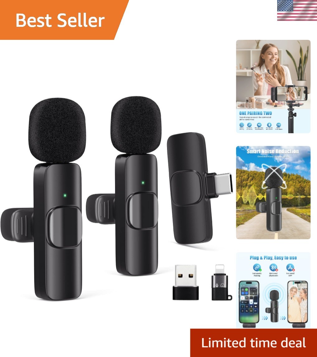 Lightweight Wireless Lavalier Microphone Kit – Ideal for Streaming & Interviews