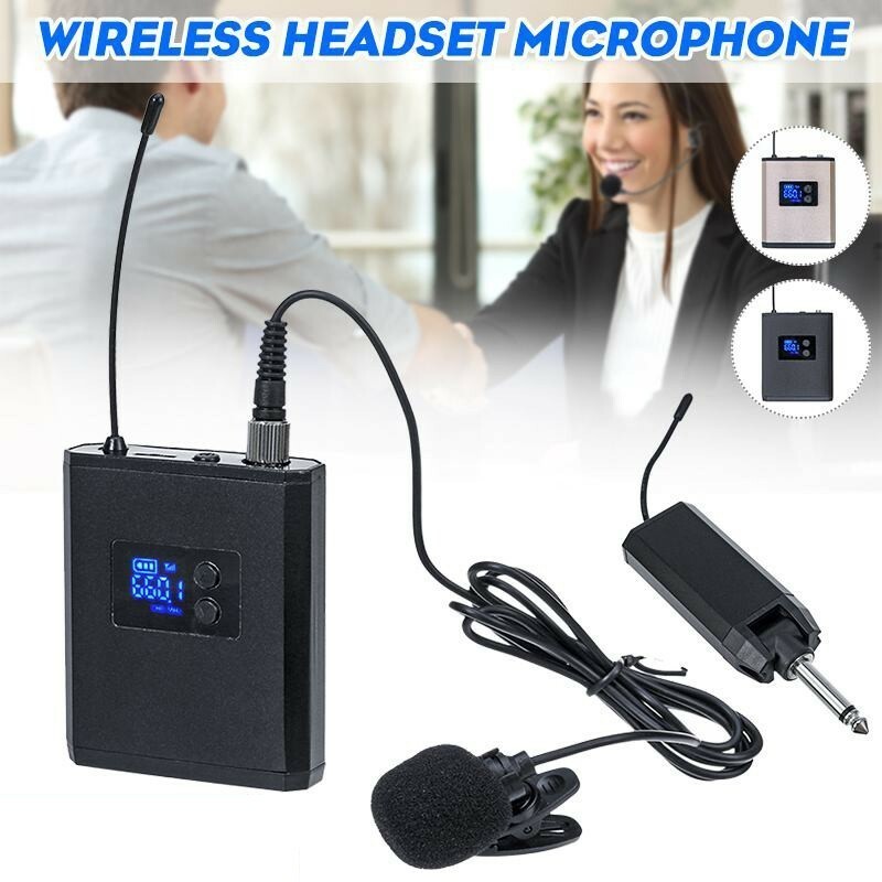Portable UHF Wireless Microphone System Lavalier Lapel Microphone with Receiver