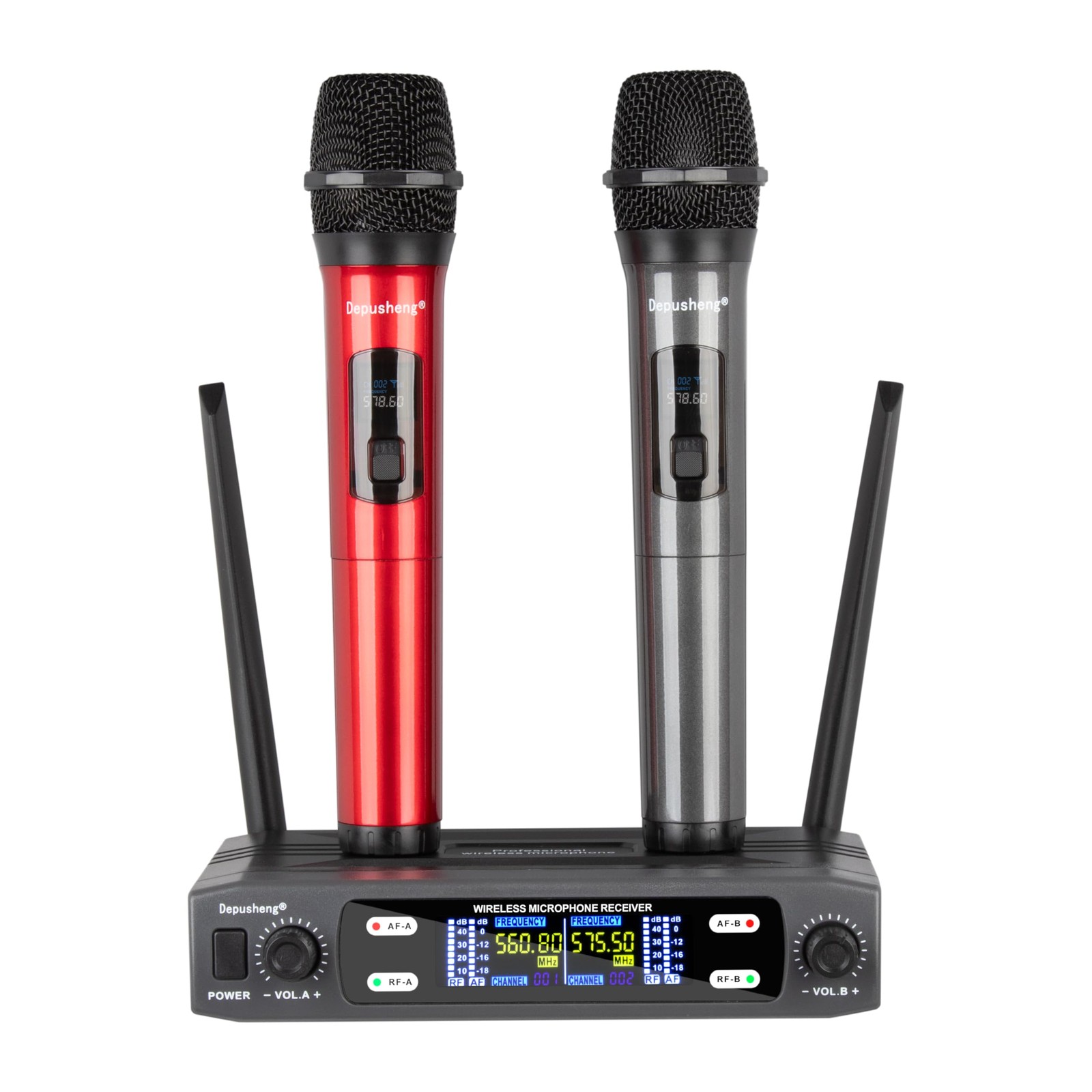 Wireless Microphone System, VHF Fixed Dual Frequency Wireless Set with 2 Hand…