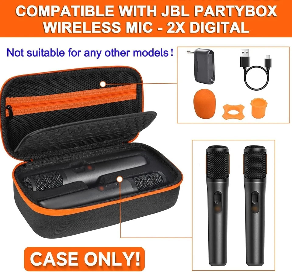 Wireless Microphone Case Compatible with JBL Partybox Wireless Mic – 2X Digital