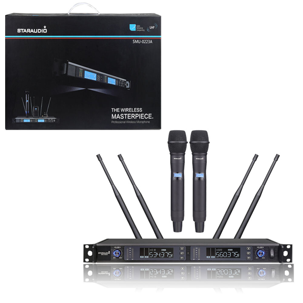 2CH Wireless Handheld Microphone Reciever Karaoke KTV UHF Microphone Church Mics