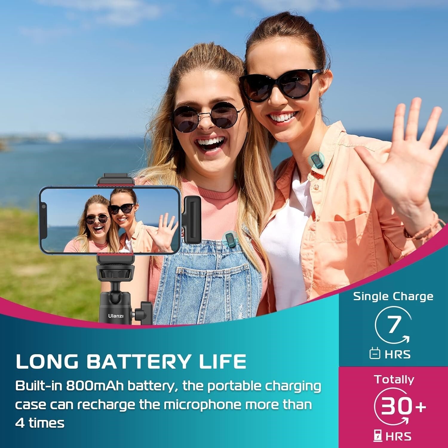 Microfono Mini Inalambrico Para Celular Camara Solapa Con Estuche Carga 2 Mic US