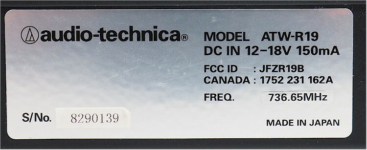 audio-technica ATW-R19 UHF Diversity Receiver ONLY! 736.65MHz ++FREE SHIP!