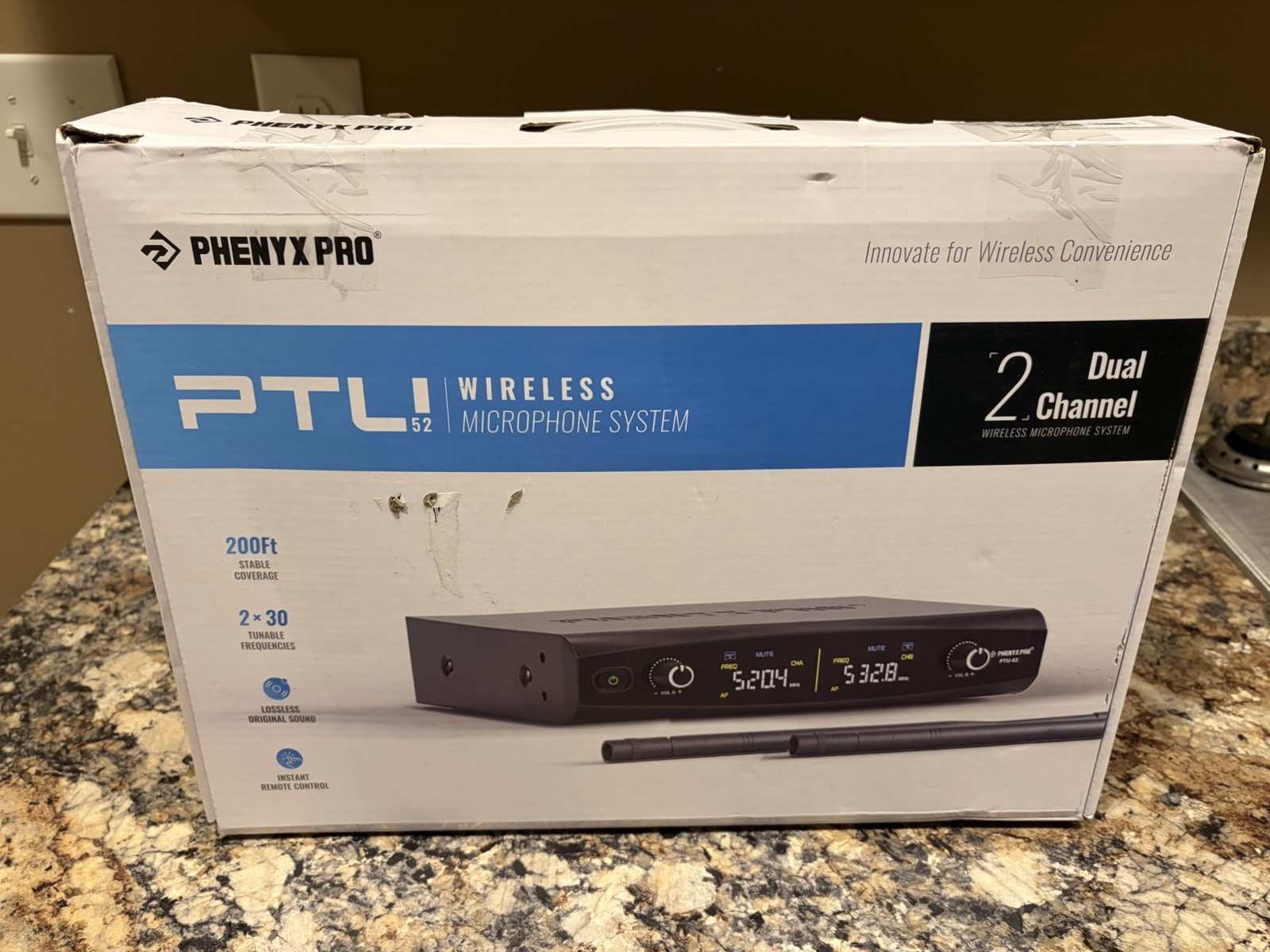 Phenyx Pro PTU-52 Wireless Dual Channel Microphone Receiver Remote Control