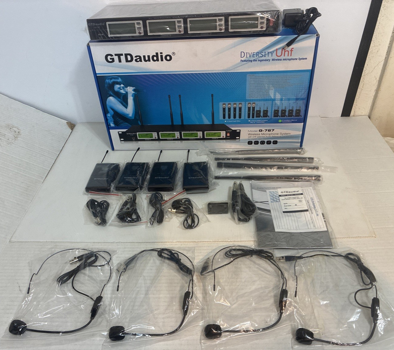 GTD Audio G-787 Professional 4 Channel UHF Wireless Microphone System Receiver
