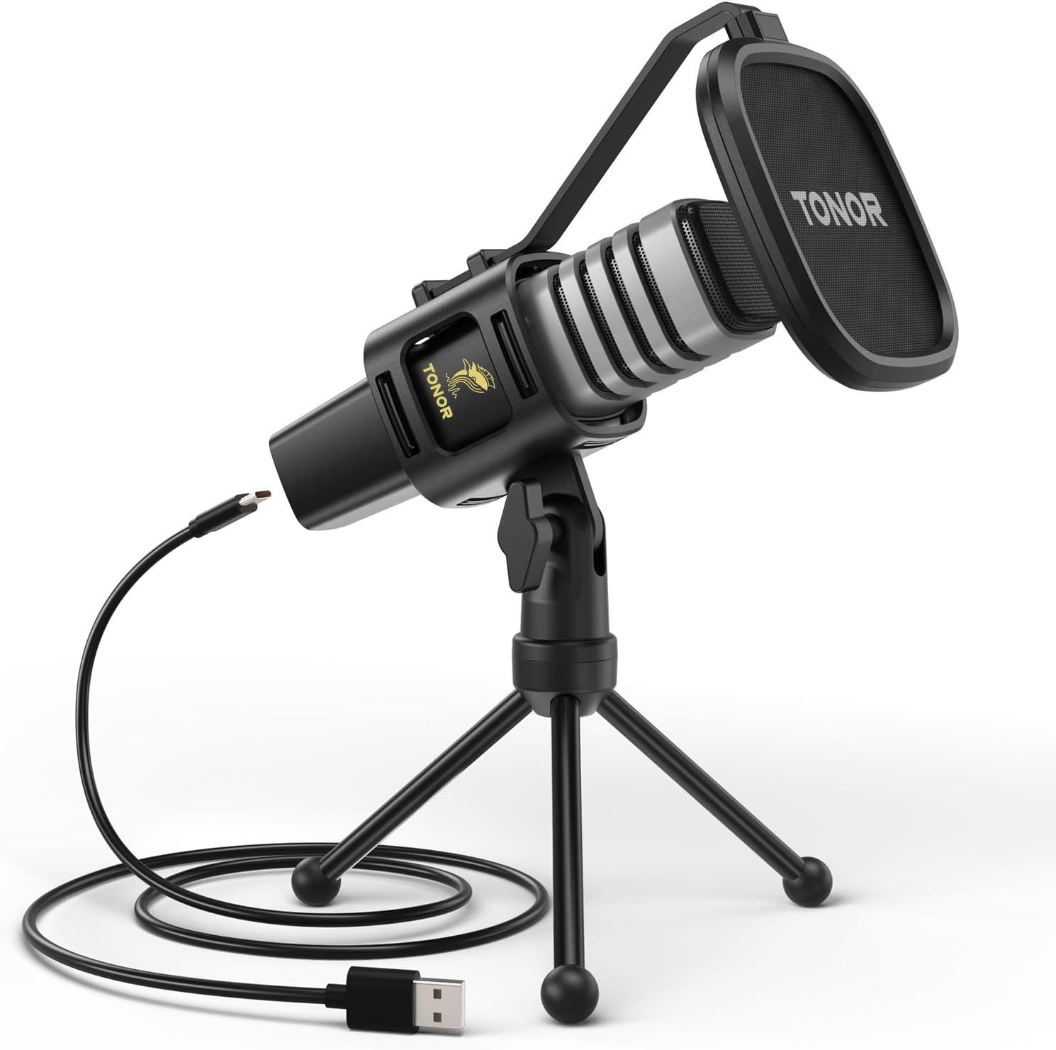 Microfono USB PC condensador cardioide tripode filtro pop para juegos streaming
