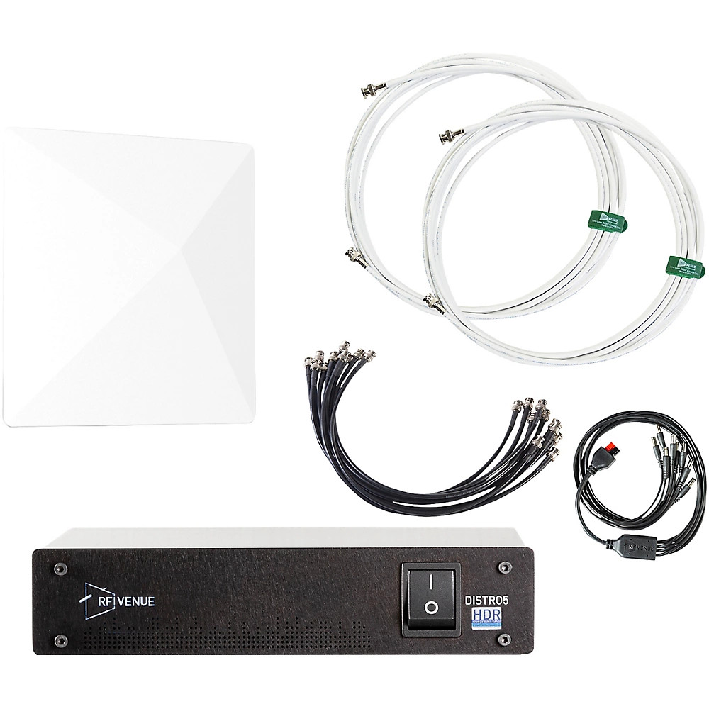 RF Venue DISTRO5HDR With DARC Antenna & Cables Black and White