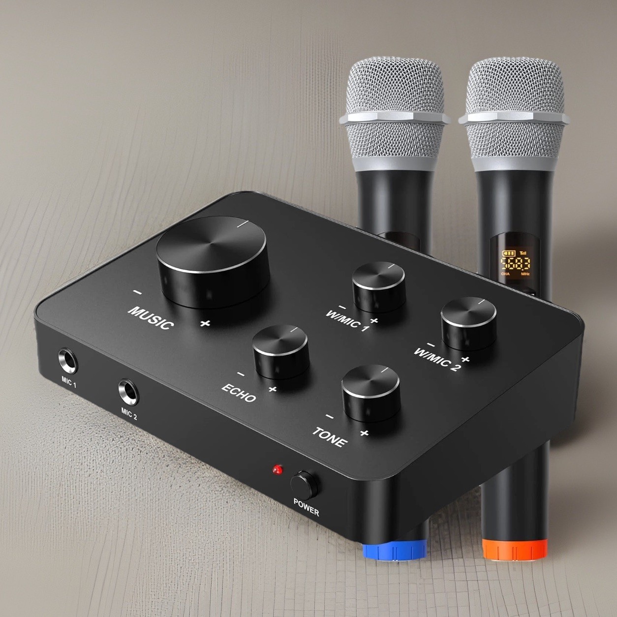 K201 Wireless Microphone Karaoke Mixer System Dual Handheld Church & Wedding Fun