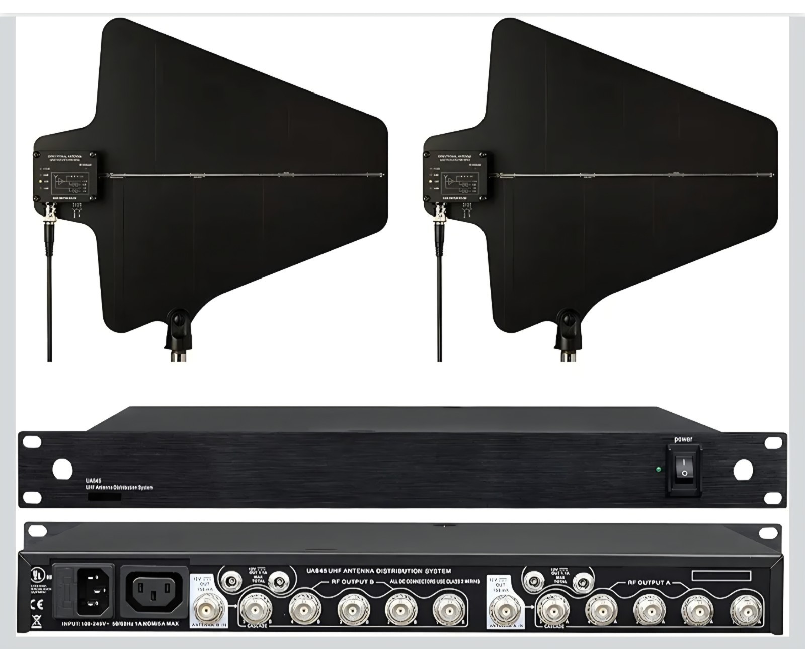UHF Antenna Distribution System Bundle with Active Receivers & Carry Case