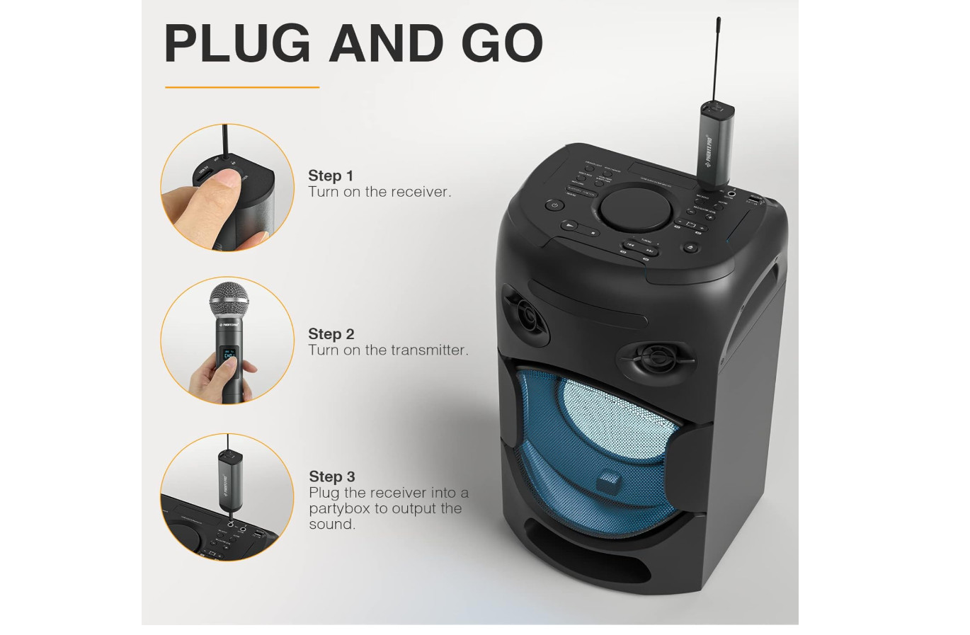 Sistema de micrófono inalámbrico digital dual con 2 micrófonos dinámicos de mano