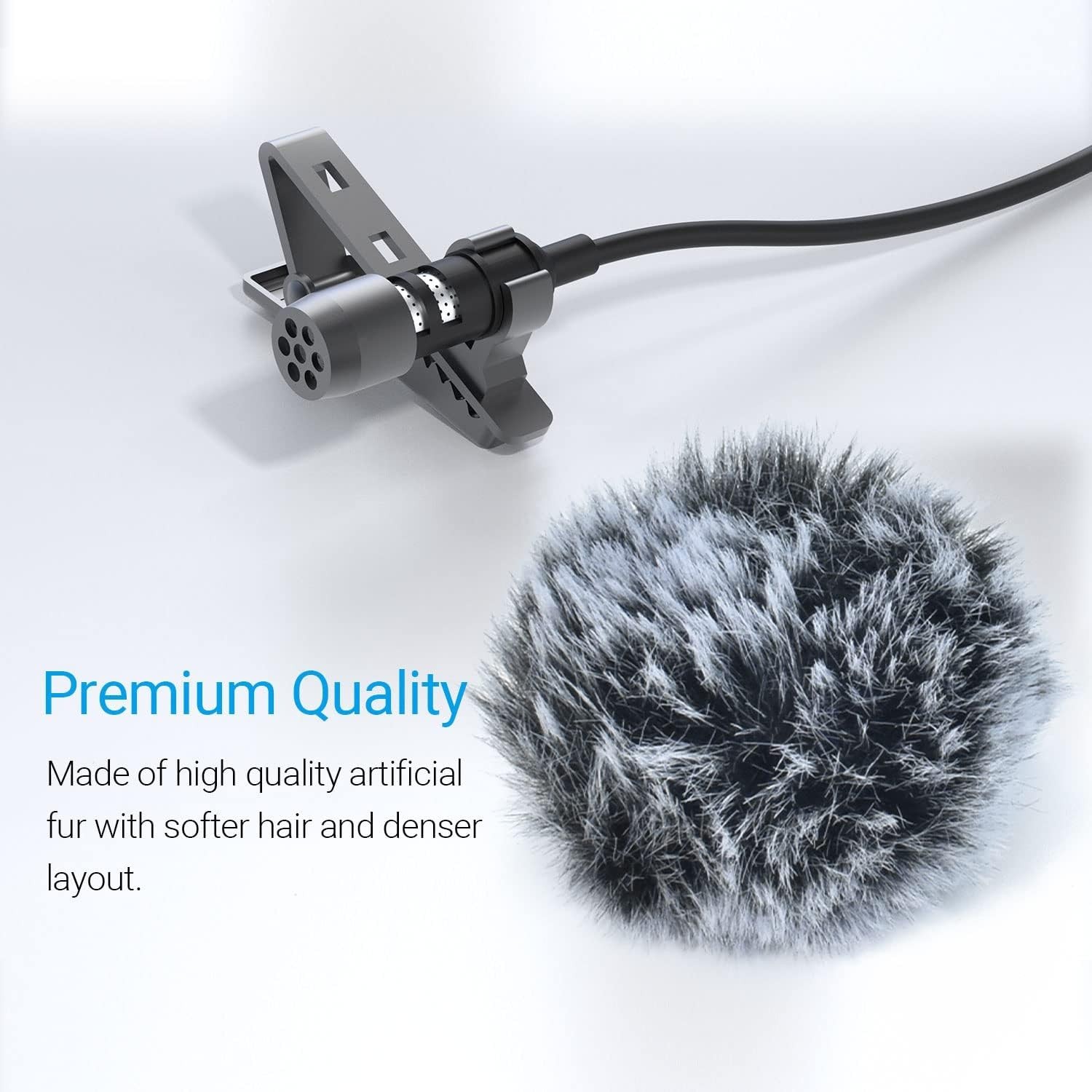 Lavalier Microphone Windshield Set – 5 Furry & Foam Covers Included