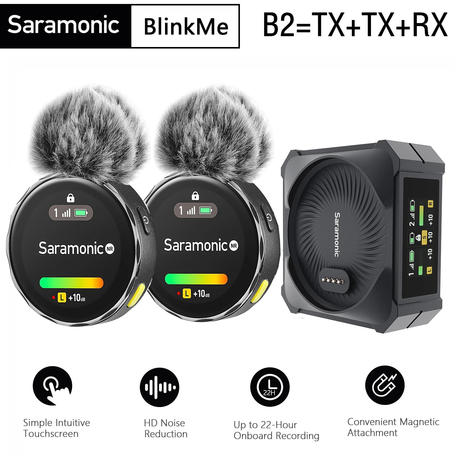 Saramonic BlinkMe B2 2.4g Wireless Microphone System 2*Transmitter Touch Screen