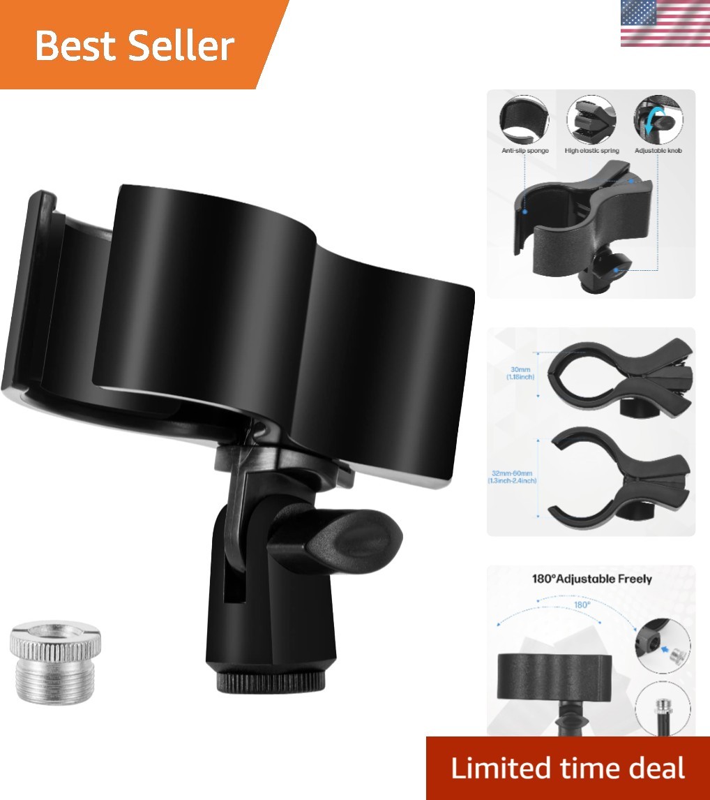 Versatile Mic Holder for Condenser & Wireless Microphones – Black Classic Style