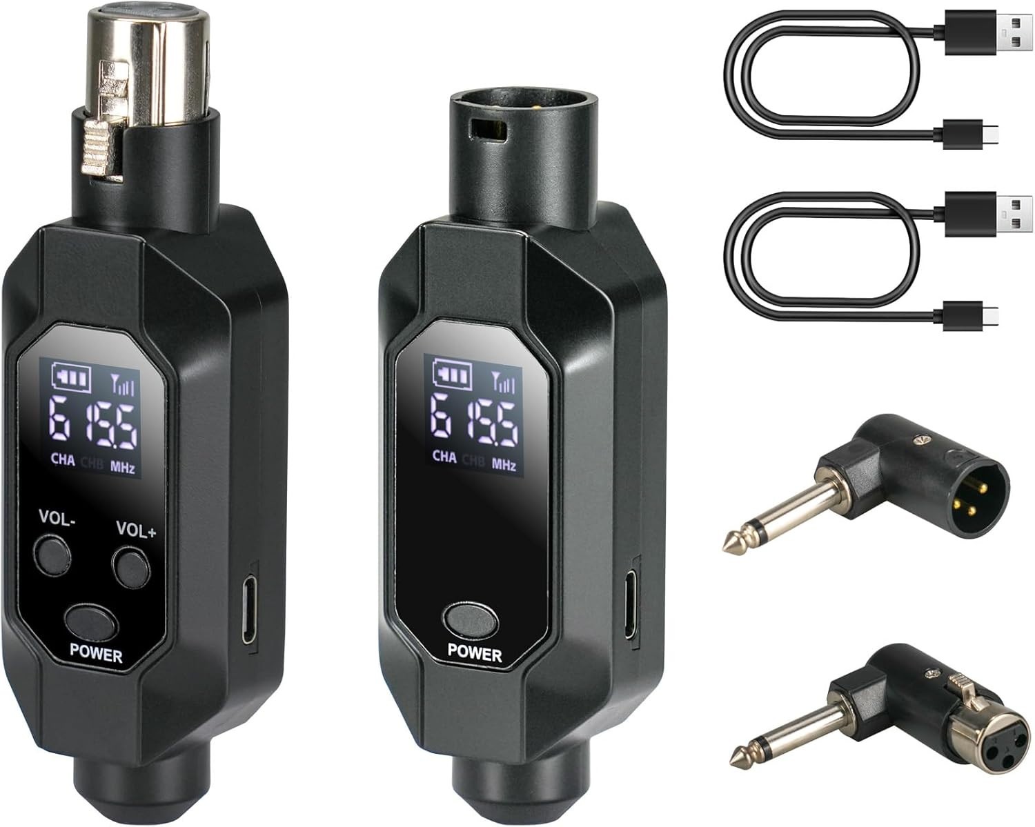 Wireless XLR Microphone Transmitter Phantom Power, 2.4G Auto Noise Reduction, Re