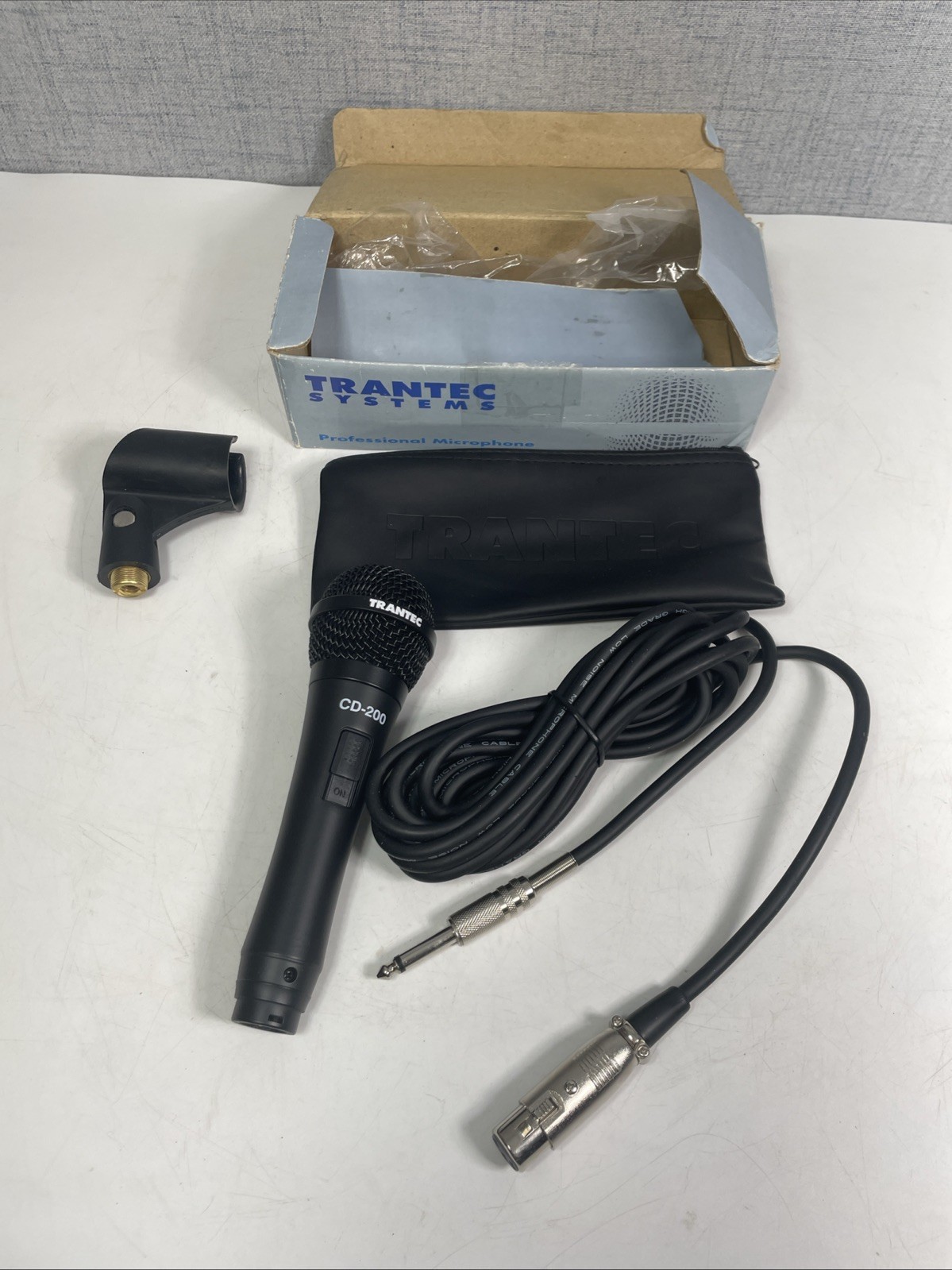 Vintage Trantec Profesional Microphone # CD-200 with Cable & Mount Very Good C