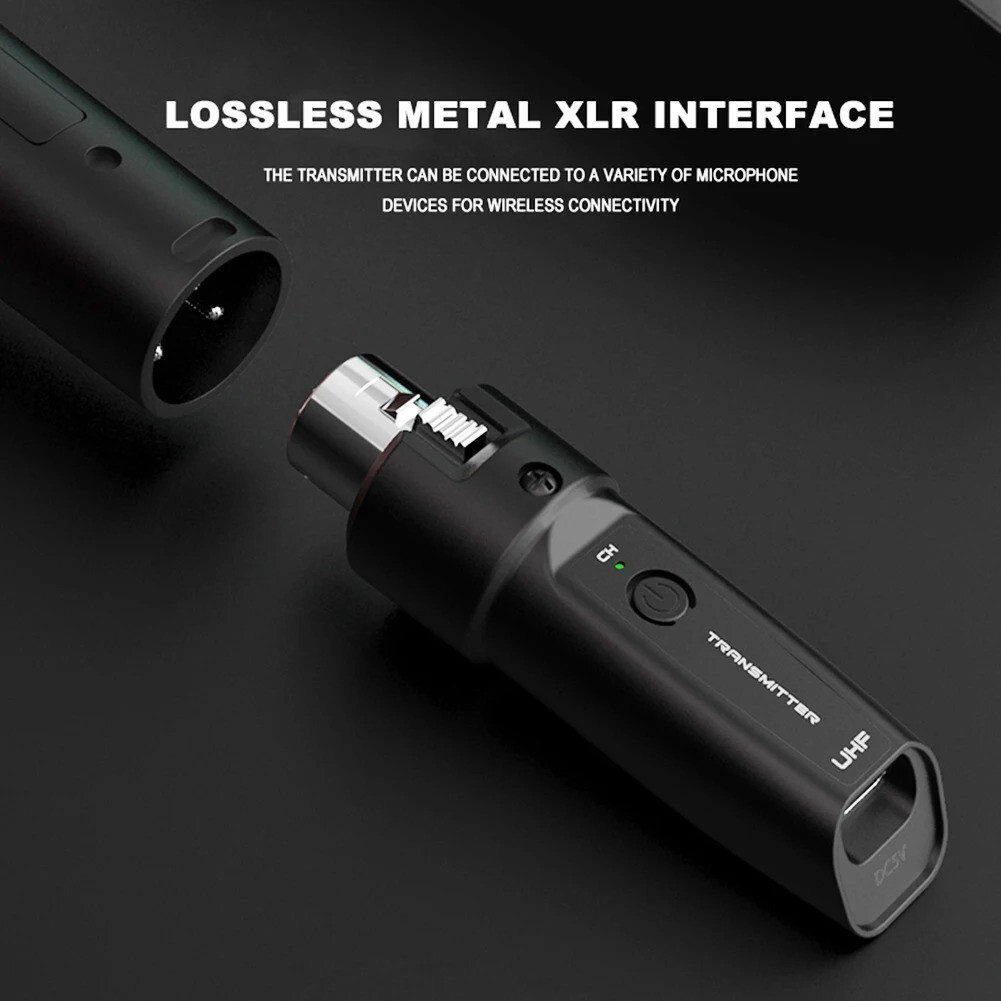 Wireless Microphone Converter Rechargeable XLR Transmitter and Receiver Micropho