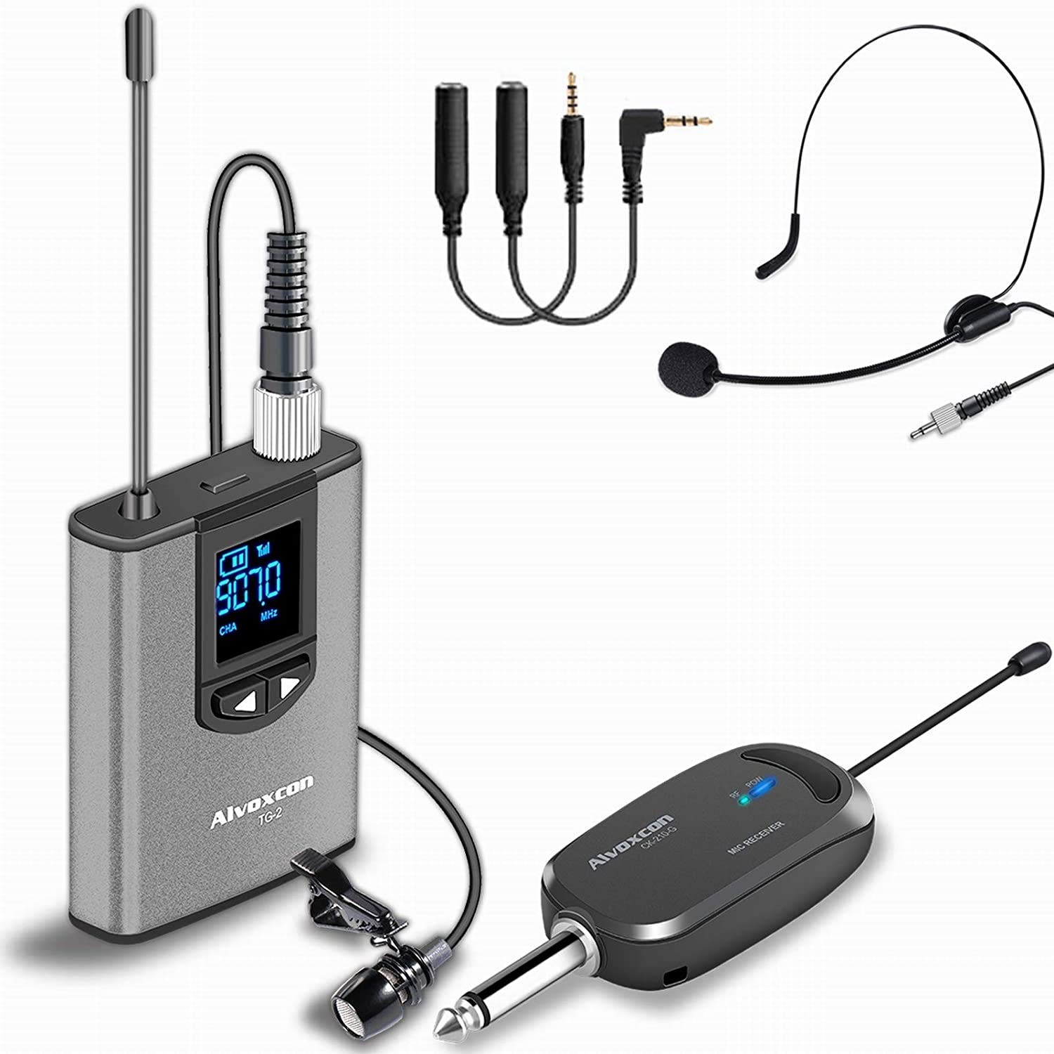 Wireless Lapel Microphone Dual UHF 40ft Range for iPhone, DSLR – Vlogging