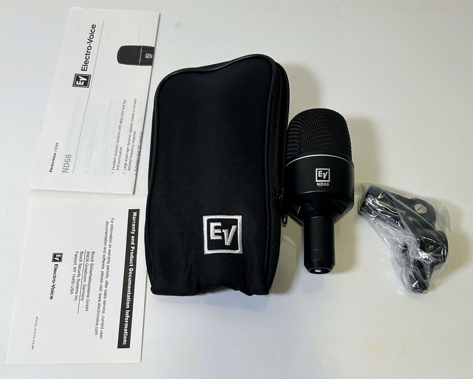 Electro-Voice ND68 Dynamic Supercardioid Bass Drum Microphone Black New