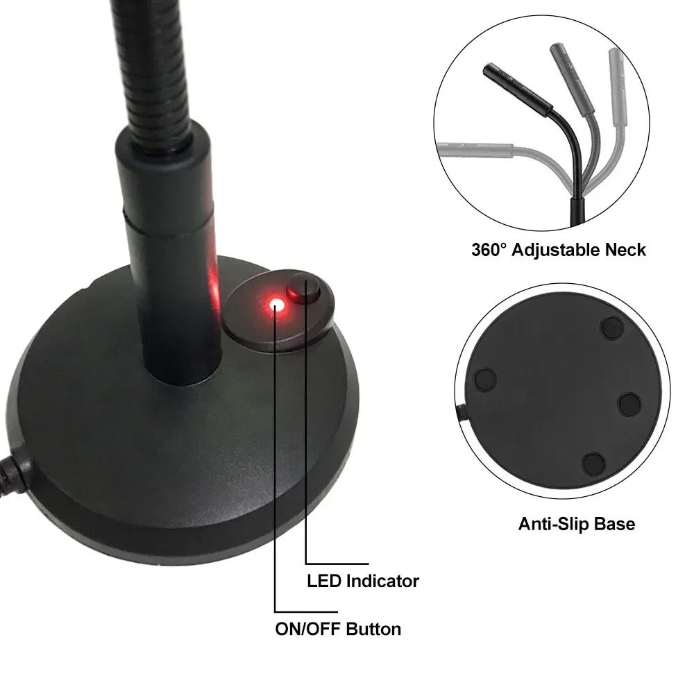 Mini USB Condenser Microphone with Stand – Plug & Play for PC/Laptop/Mac