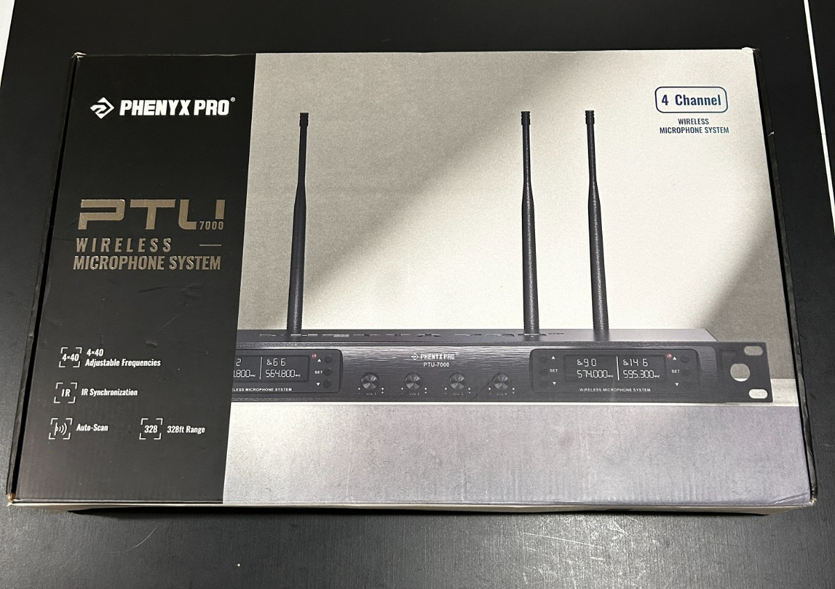 Phenyx Pro PTU-7000 Quad Wireless Microphone System (4 Lavalier Mics) – Open Box