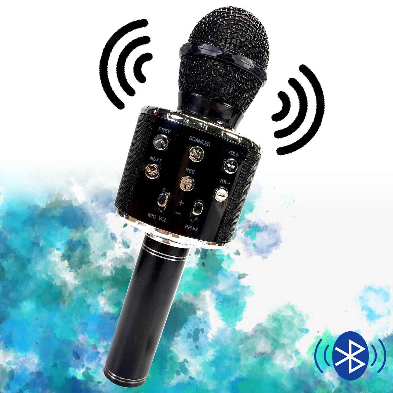 Bluetooth Karaoke Microphone Black Speaker Player Singing Recorder Mic 2
