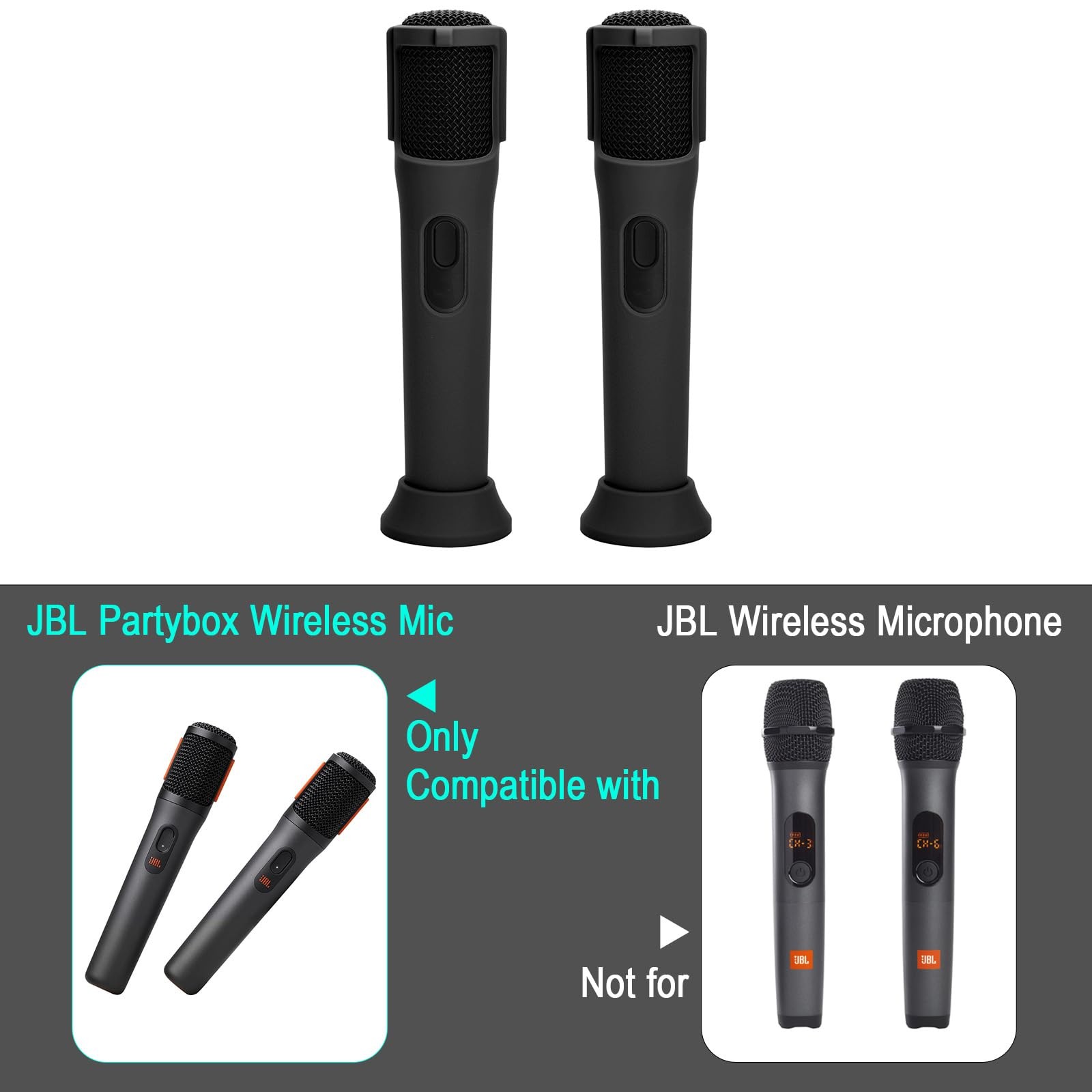 Silicone Case for JBL PartyBox Wireless Microphone Rechargeable Battery-2 Pac…