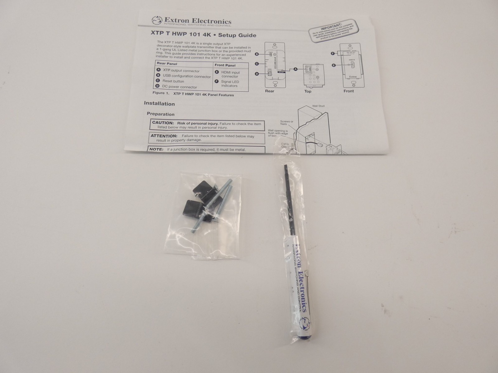 Extron 60-1611-13 XTP T HWP 101 4K HDMI Transmitter Wallplate – NEW Surplus!