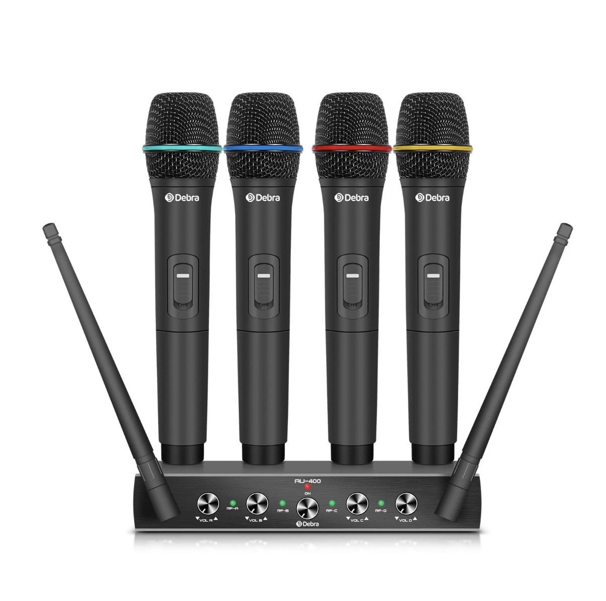 Debra Audio AU400 Pro UHF 4 Channel Wireless Microphone System with Cordless