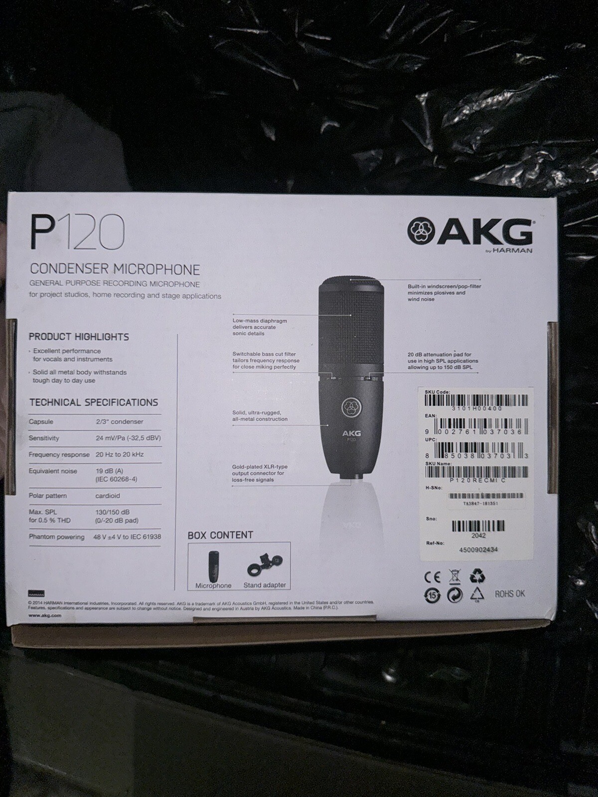 AKG P120 High-Performance Audio 20Hz-20kHz Recording Microphone~ JC