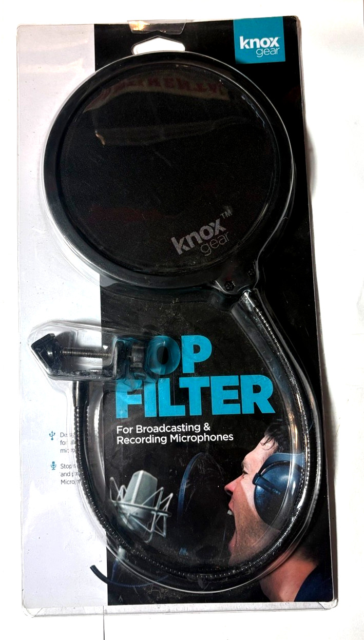 Knox Gear Pop Filter Broadcasting Recording Microphone Adjustable Clamp L110