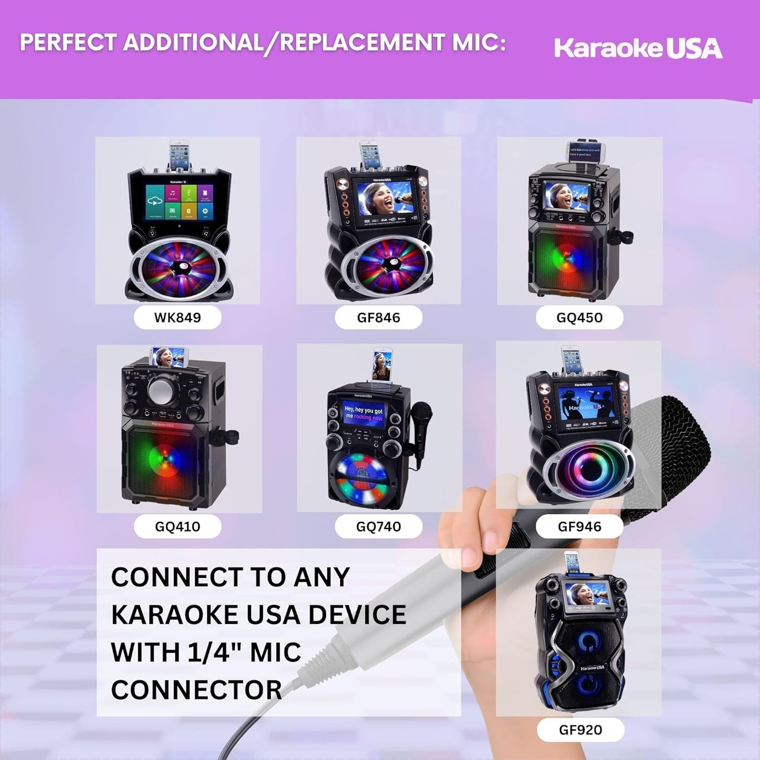 Dynamic Microphone Professional XLR Detachable Cord Karaoke Amplifier