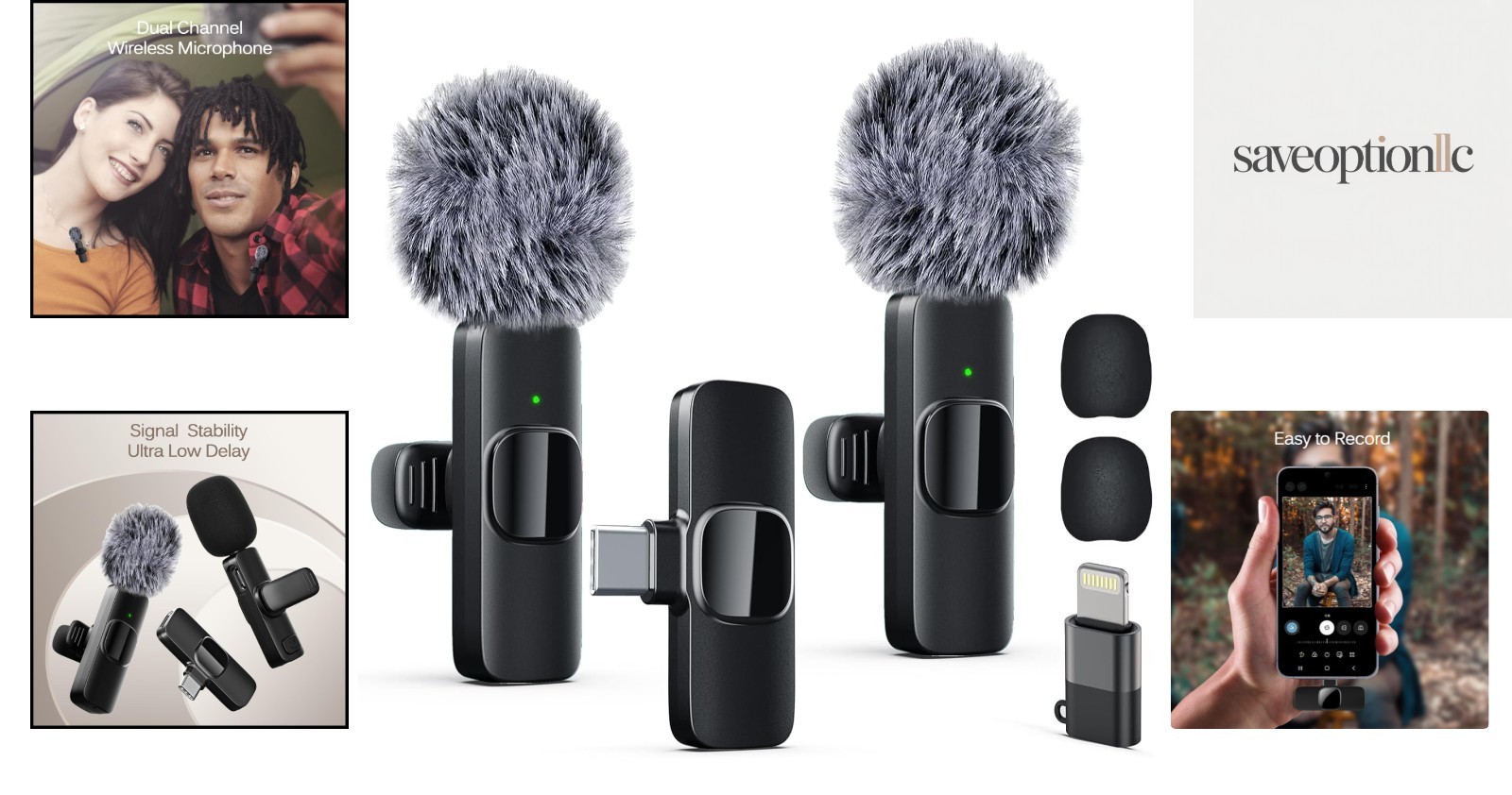 Omnidirectional Lavalier Microphone Set with Noise Reduction for YouTube & Vlogs