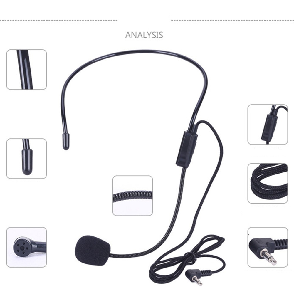 3.5mm Head-mounted Wired Microphone Headset Mini Mic For Teaching Meeting Speech