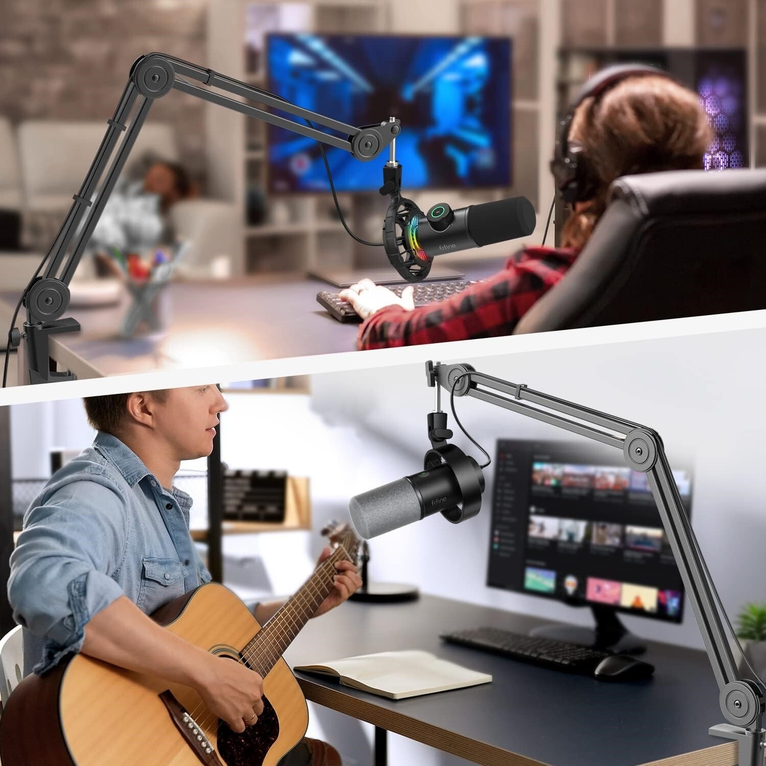 Micrófono Para PC De Condensador De Podcast Con Soporte De Brazo De Auge Micrófo