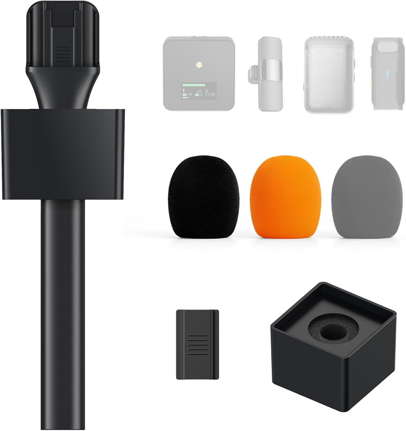 Handheld Adaptor for Interview Mic, Wireless Microphone Handle for Lavalier, Com