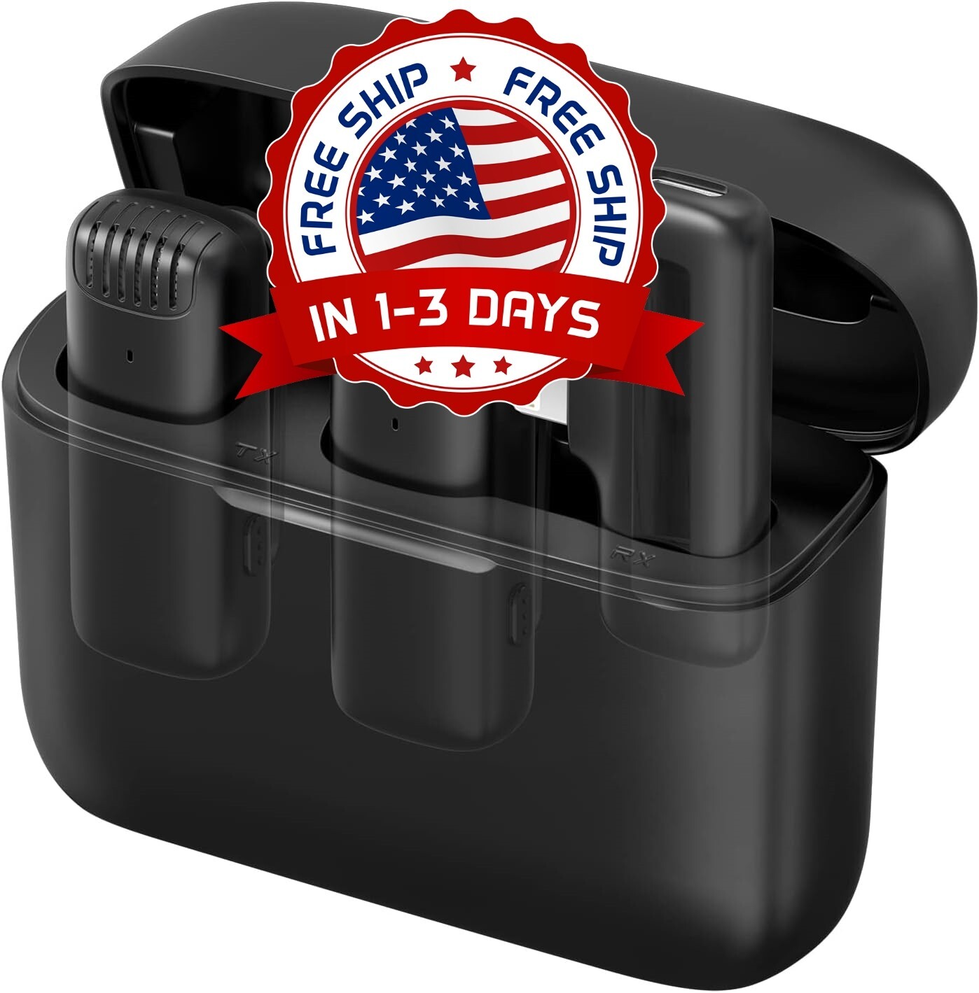 Microfono Mini Inalambrico Para Celular Camara Solapa Con Estuche Carga 2 Mic US