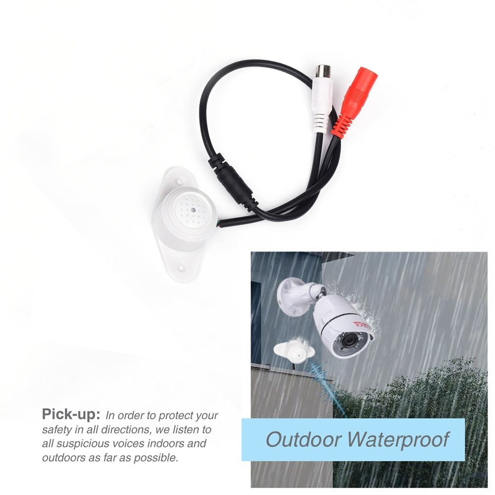 High-Sensitivity Weatherproof Preamp Microphone Audio Pickup Kit, 60ft Cable, Po