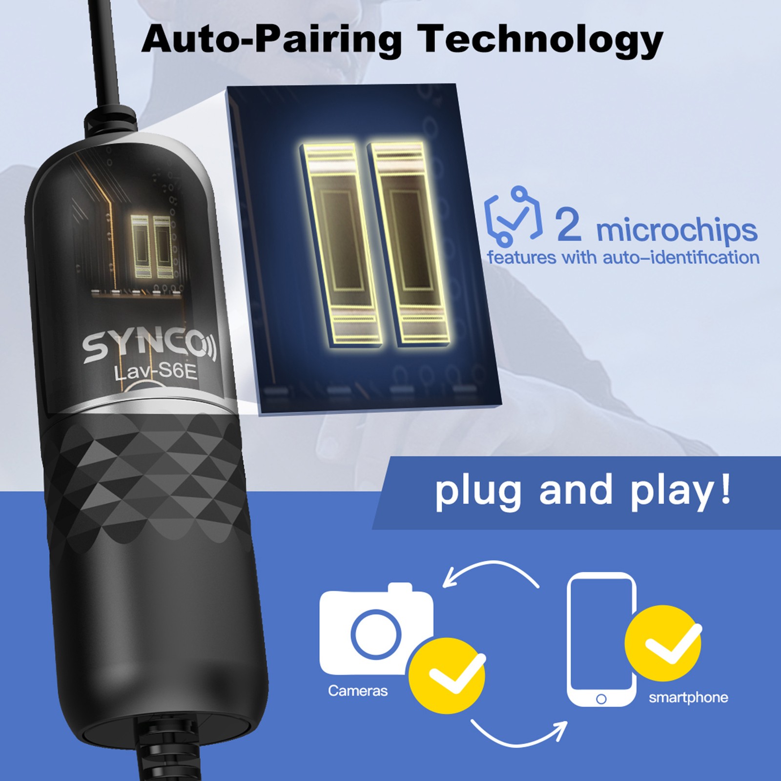 SYNCO Lav-S6E Professional Lavalier Microphone Clip-on Omnidirectional DXNS