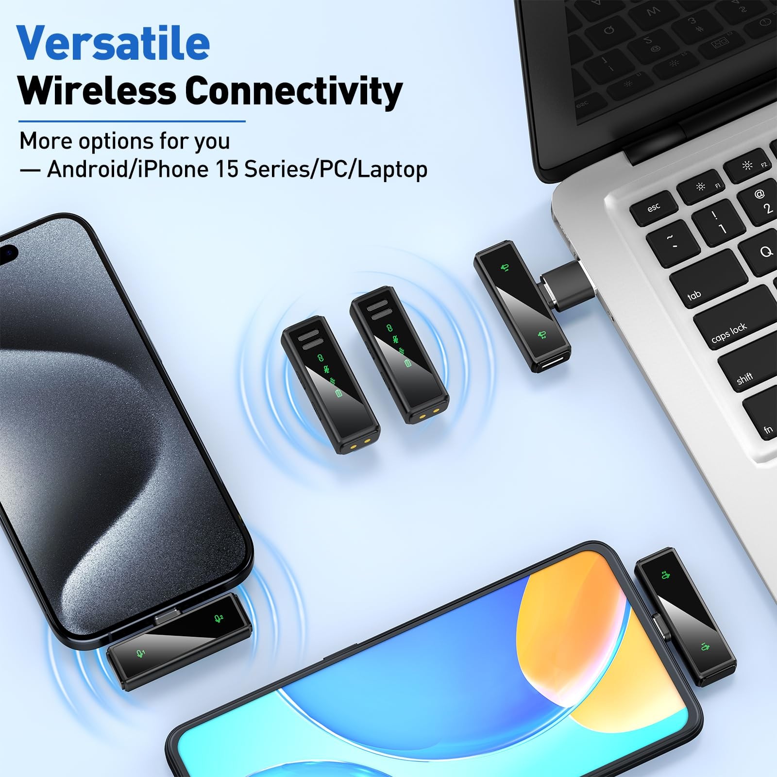 USB C Wireless Lavalier Microphone for Android, PC, Laptop, iPhone 15/16, USB…