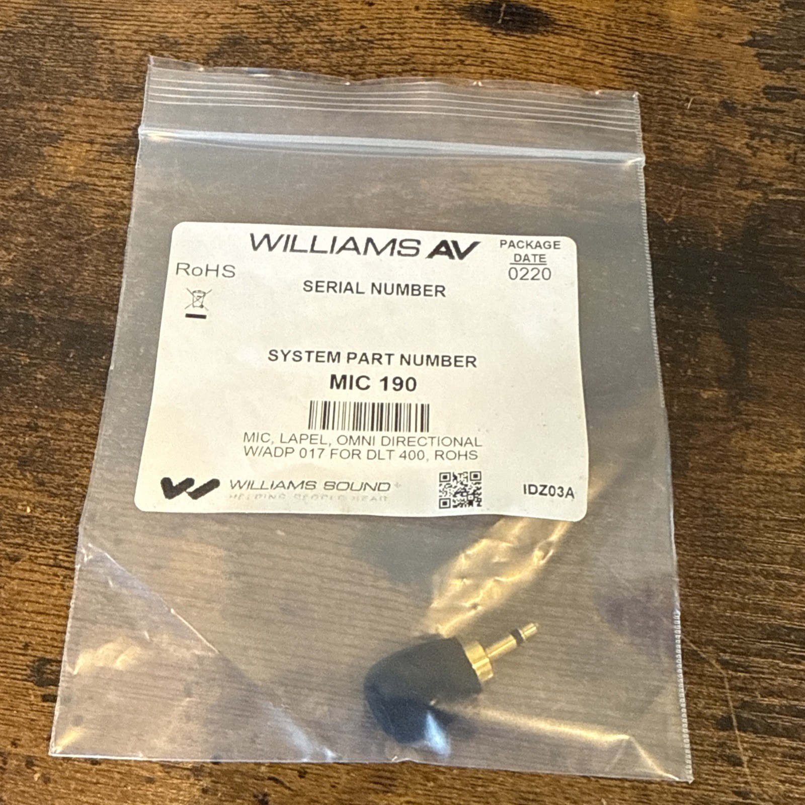 Williams AV MIC‑090 Plug‑Mount Microphone – Omnidirectional Condenser – New!